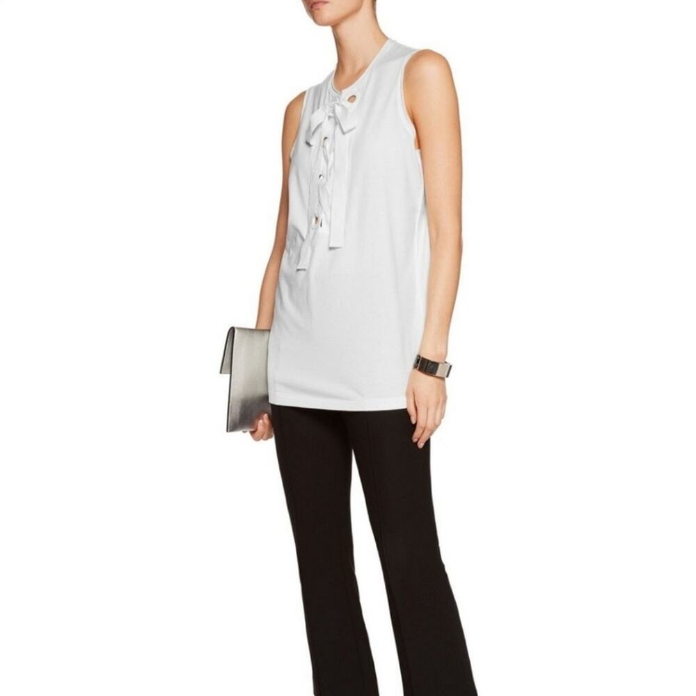 3.1 Phillip Lim Lace Up Tank Top White Cotton Size M